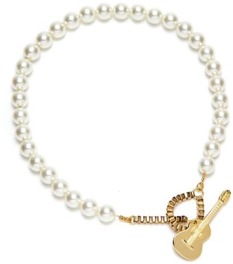 Byrufina Gold Guitar Pearl Necklace - Lyst