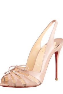 Christian Louboutin Etica Patent Leatherpvc Slingback Red Sole Sandal Nude - Lyst