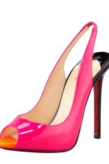 Christian Louboutin Flo Patent Red Sole Slingback Rose Matad