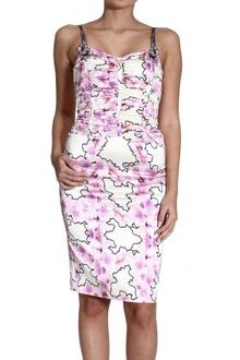 Class Roberto Cavalli Satin Dress With Flower Print - Lyst