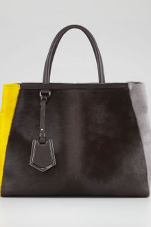 Fendi 2jours Calf Hair Tote Bag Brownyellowiro - Lyst