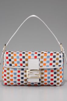 Fendi Woven Satin Baguette - Lyst