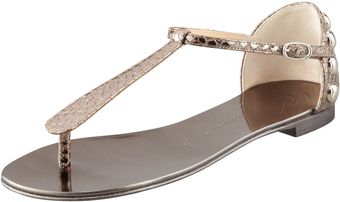 Giuseppe Zanotti Metallic Flat Thong Sandal Anthrac - Lyst
