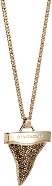 Givenchy Gold Strass Mini Shark Tooth Pendant Necklace - Lyst