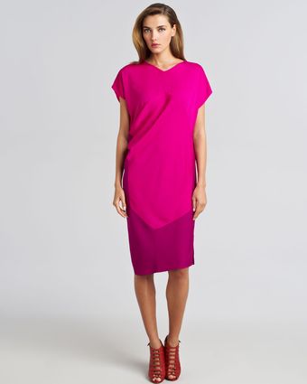 Narciso Rodriguez Color-Block Draped Shift Dress - Lyst