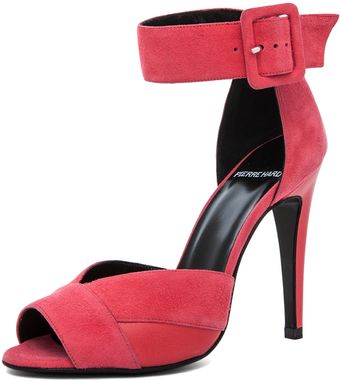 Pierre Hardy Suede Sandal in Coral - Lyst