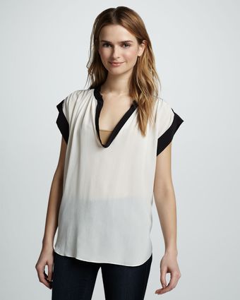 Rebecca Taylor Wotone Scoopneck Silk - Lyst