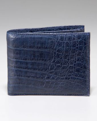 Santiago Gonzalez Crocodile Wallet Navy - Lyst
