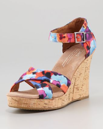 Toms Printed Hemp Strappy Wedge Sandal - Lyst