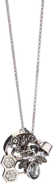 Alexander McQueen Skull and Bee Pendant Necklace - Lyst
