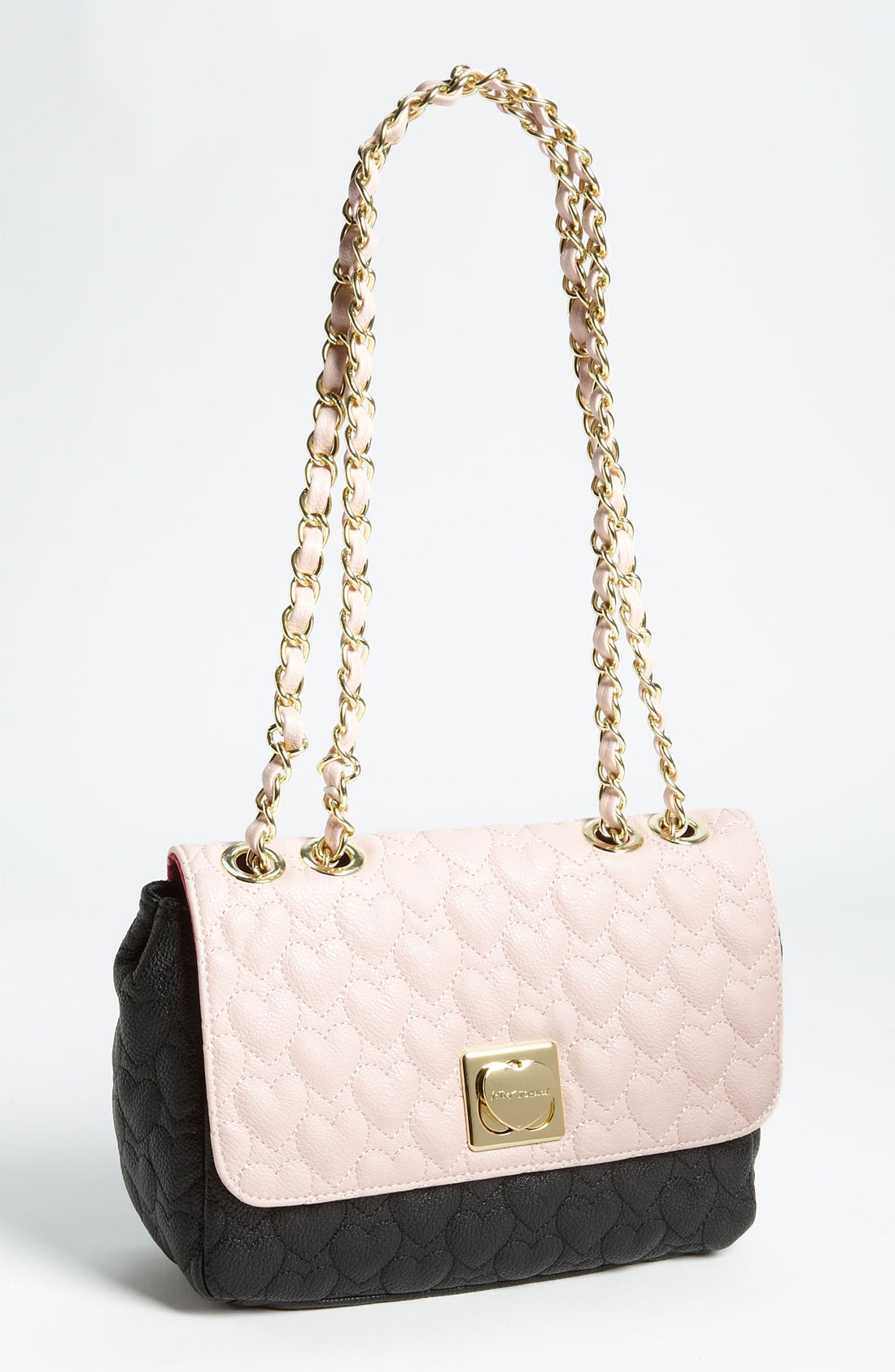 betsey johnson pink and white purse