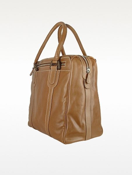 Buti Zippered Genuine Italian Leather Travel Tote Bag in Brown (tan) | Lyst