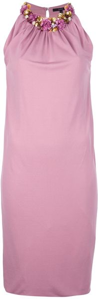 Gucci Embellished Neckline Shift Dress - Lyst