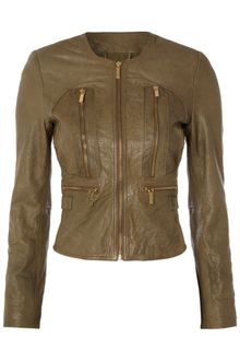 Michael by Michael Kors Long Sleeved Soft Leather Jacket - Lyst