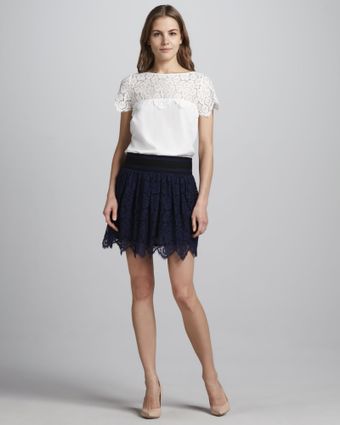 Milly Margaret Scalloped Lace Skirt - Lyst