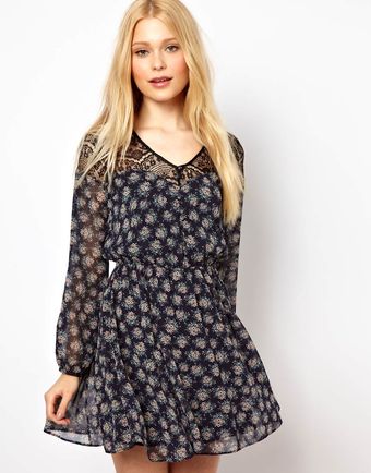 River Island Skater Dress with Floral Print - Lyst