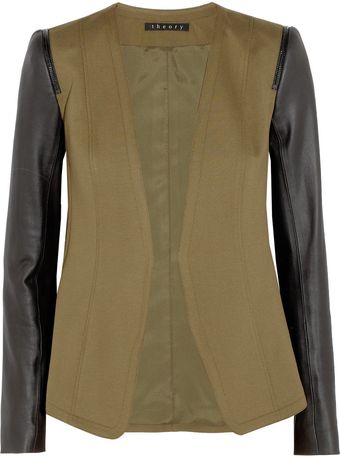 Theory Yaisa Leathersleeved Ponte Blazer - Lyst