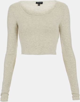Topshop Long Sleeve Crop Tee - Lyst