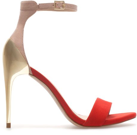 Zara Combination High Heel Sandal in Red (coral) | Lyst