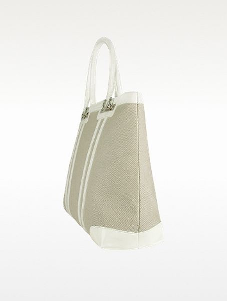 Buti White Patent Leather And Canvas Tote Bag in White