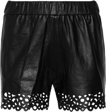 Diane Von Furstenberg Andi Lasercut Leather Shorts - Lyst