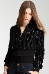 Bebe Sequin Faux Fur Hoodie Web Exclusive