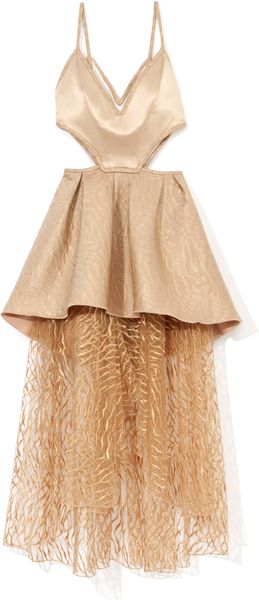 Rodarte Nude Tiered Harness Cocktail Dress - Lyst