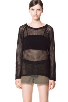 Zara Combination Open Work Sweater - Lyst
