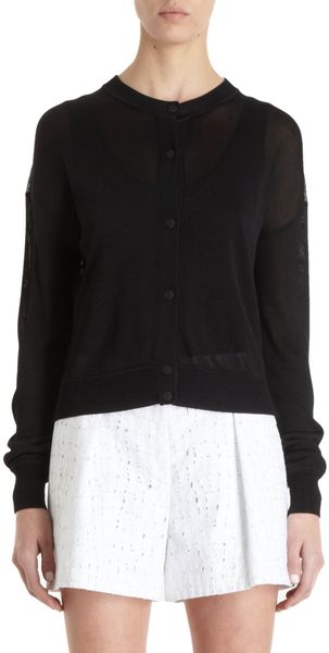 Alexander Wang Snakeskin Lace Back Cardigan - Lyst