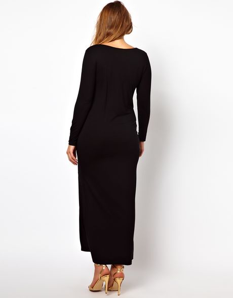 Asos Curve Maxi Dress with Thigh Split in Black