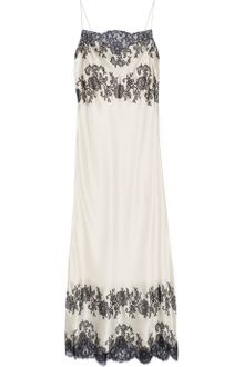 Carine Gilson Lace Appliquéd Silk Satin Chemise - Lyst