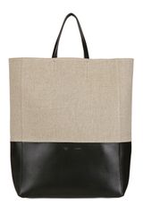 Celine Bicolored Leather Linen Tote