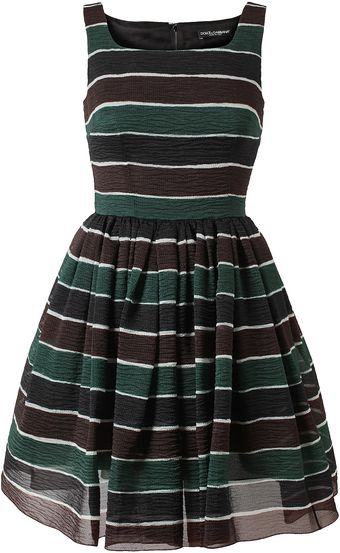 Dolce & Gabbana Striped Silk Organza Dress - Lyst