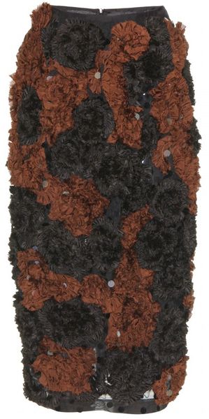 Dries Van Noten Sherian Midi Skirt with Gathered Floral Appliqué - Lyst