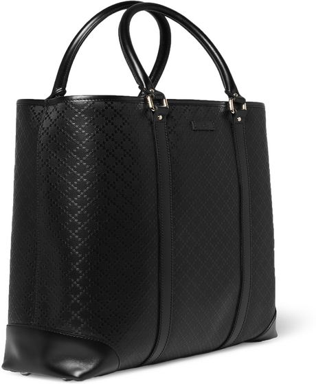 Gucci Textured Leather Tote Bag in Black for Men | Lyst