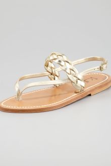 K. Jacques Pompei Braided Leather Slingback Flat Sandal - Lyst