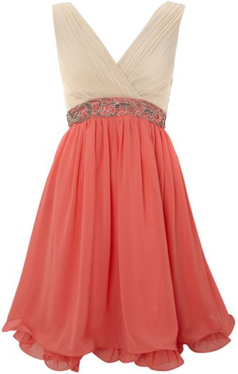 Little Mistress Cross Over Embellished Waist Dress - Lyst