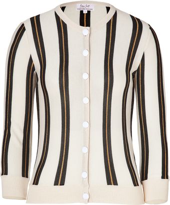L'Wren Scott Creamblack Striped Cashmere Cardigan - Lyst