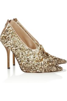 Oscar de la Renta Eva Sequined Satin Pumps - Lyst