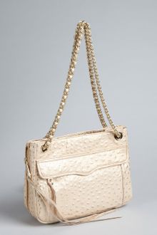 Rebecca Minkoff Light Gold Ostrich Embossed Leather Swing Shoulder Bag - Lyst