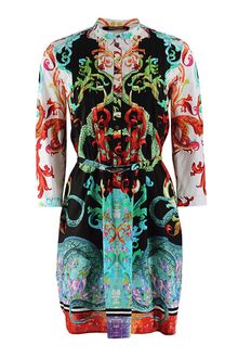 Roberto Cavalli Long Sleeve Jasper Print Belted Dress - Lyst