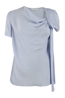 Vionnet Short Sleeve Knot Shoulder Blouse - Lyst