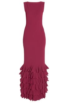 Alaïa Pique V-neck Ruffle Gown - Lyst