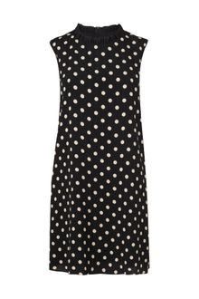 Boutique By Jaeger Polka Dot Frill Neck Dress - Lyst