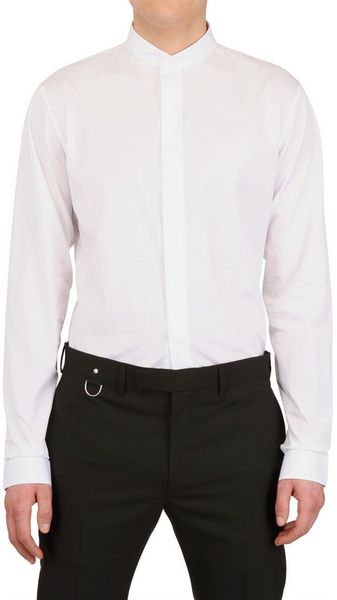 Dior Homme Raw Cut Collar Cotton Poplin Shirt - Lyst