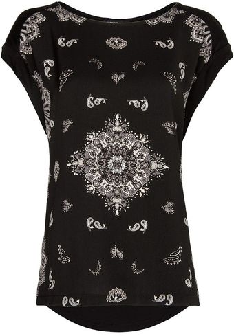 Mango Paisley Panel T-Shirt - Lyst