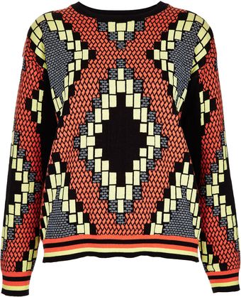 Topshop Knitted Tribal Jacquard Sweat - Lyst