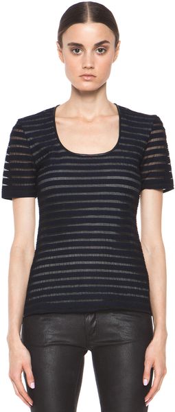 Yigal Azrouel Tech Sheer Stripe Shirt in Night - Lyst