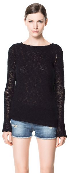 Zara Rustic Cotton Knitted Sweater - Lyst