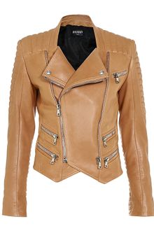 Balmain Quilted Leather Biker Jacket - Lyst